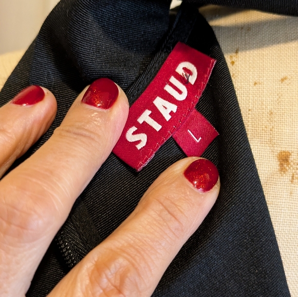 STAUD Black Mini Dress Rhinestones - Picture 2 of 8